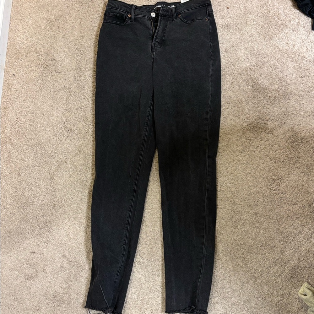 Old Navy High Rise OG Straight Black Jeans 6 Tall